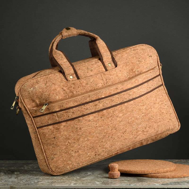 Personalized Compact Vegan Cork Leather Laptop Work Bag/Briefcase